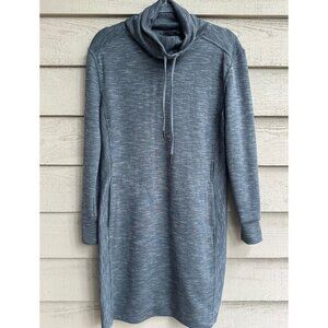 Prana Gray Heather Hoodie Dress | Cowl Neck Long Sleeve Lounge Activewear